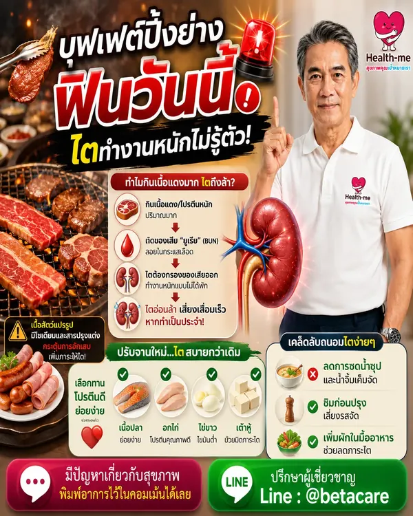 มื้อบุฟเฟต์ที่มีเนื้อสัตว์และผักหลากหลาย