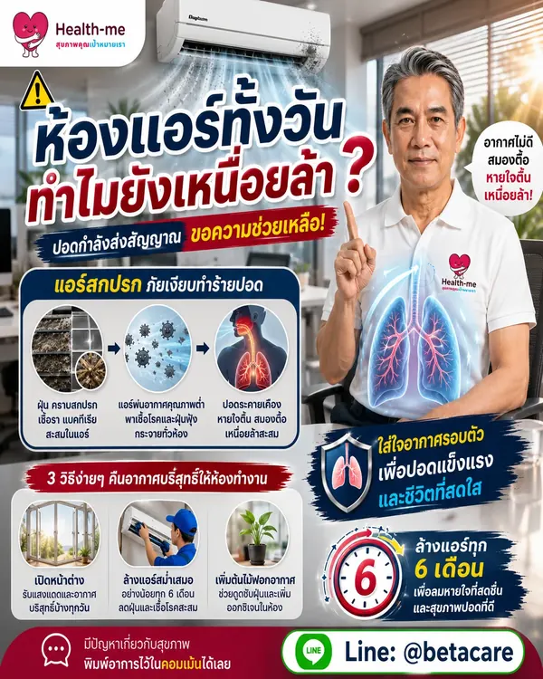 โต๊ะทำงานในห้องแอร์ที่จัดอากาศและท่านั่ง