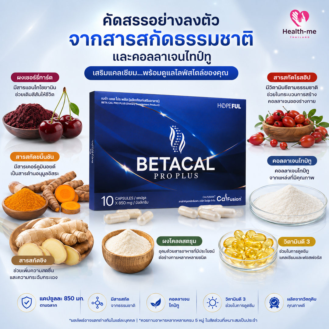 สารสกัดธรรมชาติในสูตร BETACAL PRO PLUS เชอร์รี่ทาร์ต โรสฮิป ขมิ้นชัน และขิง