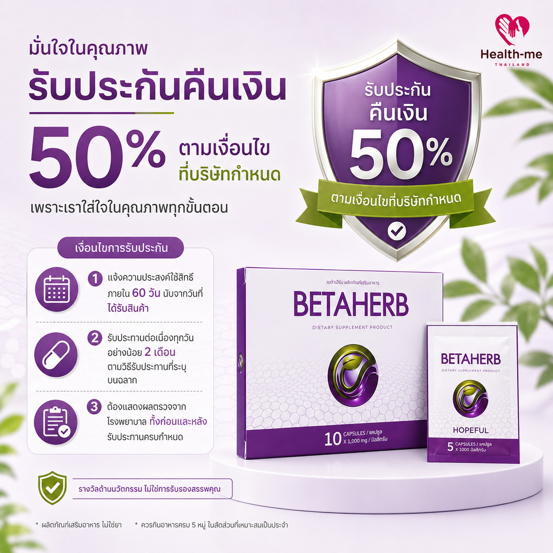 รับประกันคืนเงิน 50% ตามเงื่อนไขที่กำหนด
