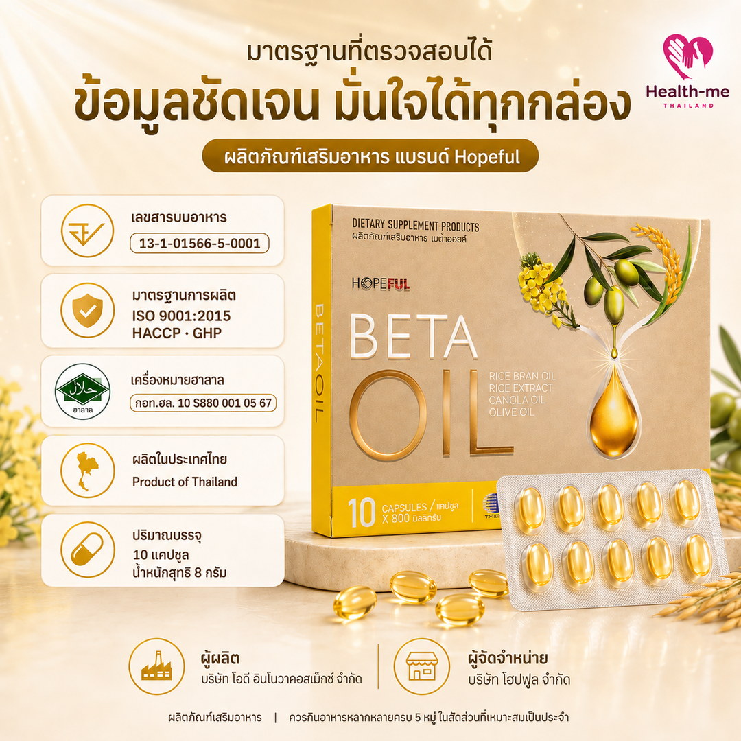 เครื่องหมายมาตรฐานการผลิตและข้อมูลผู้ผลิตของ BETA OIL