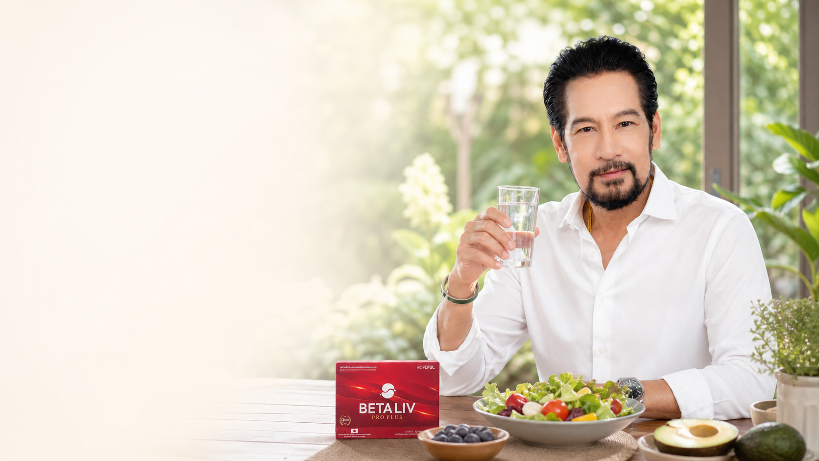พรีเซนเตอร์ผลิตภัณฑ์ BETA LIV PRO PLUS กับมื้ออาหารเพื่อสุขภาพ